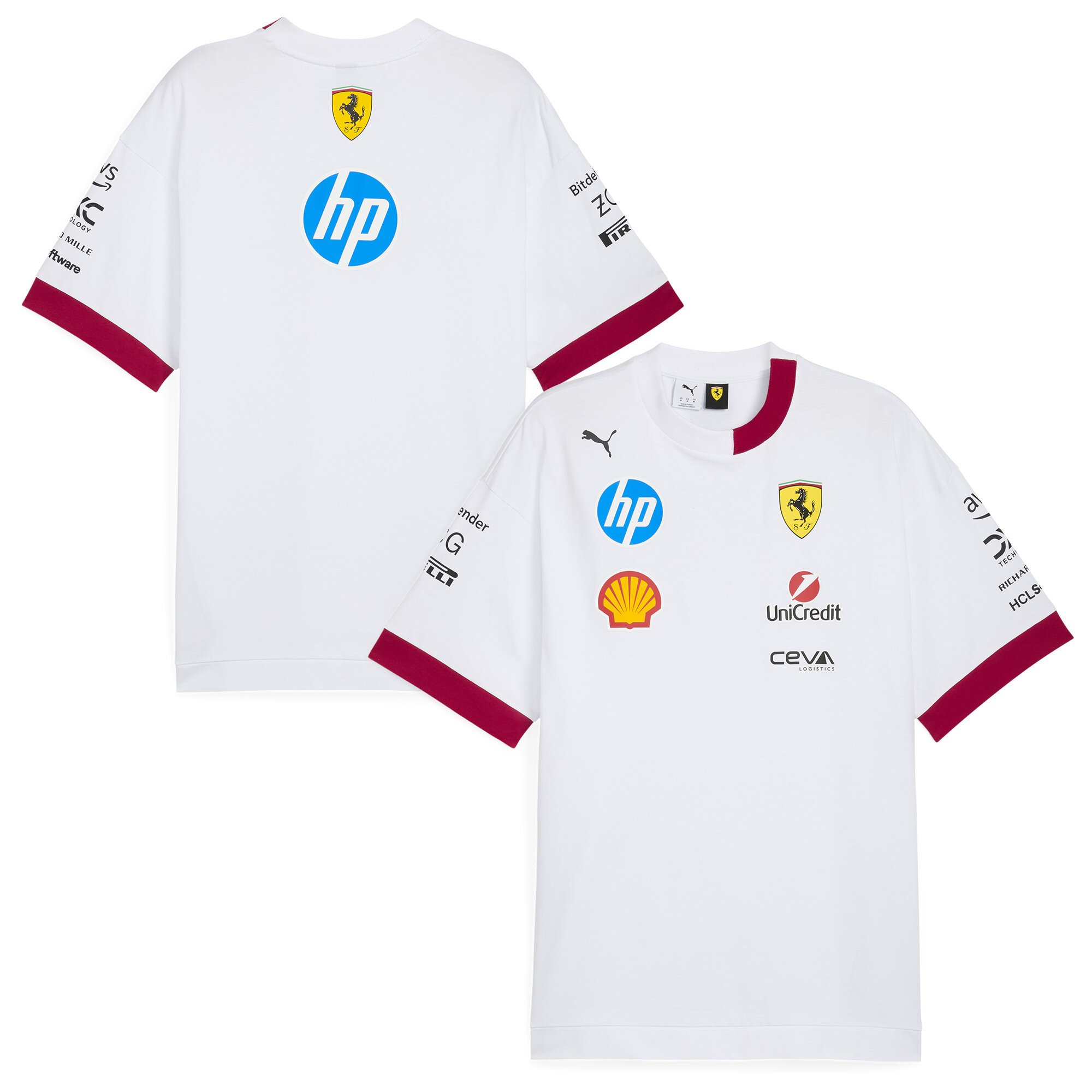 Scuderia Ferrari 2025 Fahrer-Übergroßes T-Shirt – Weiß Image
