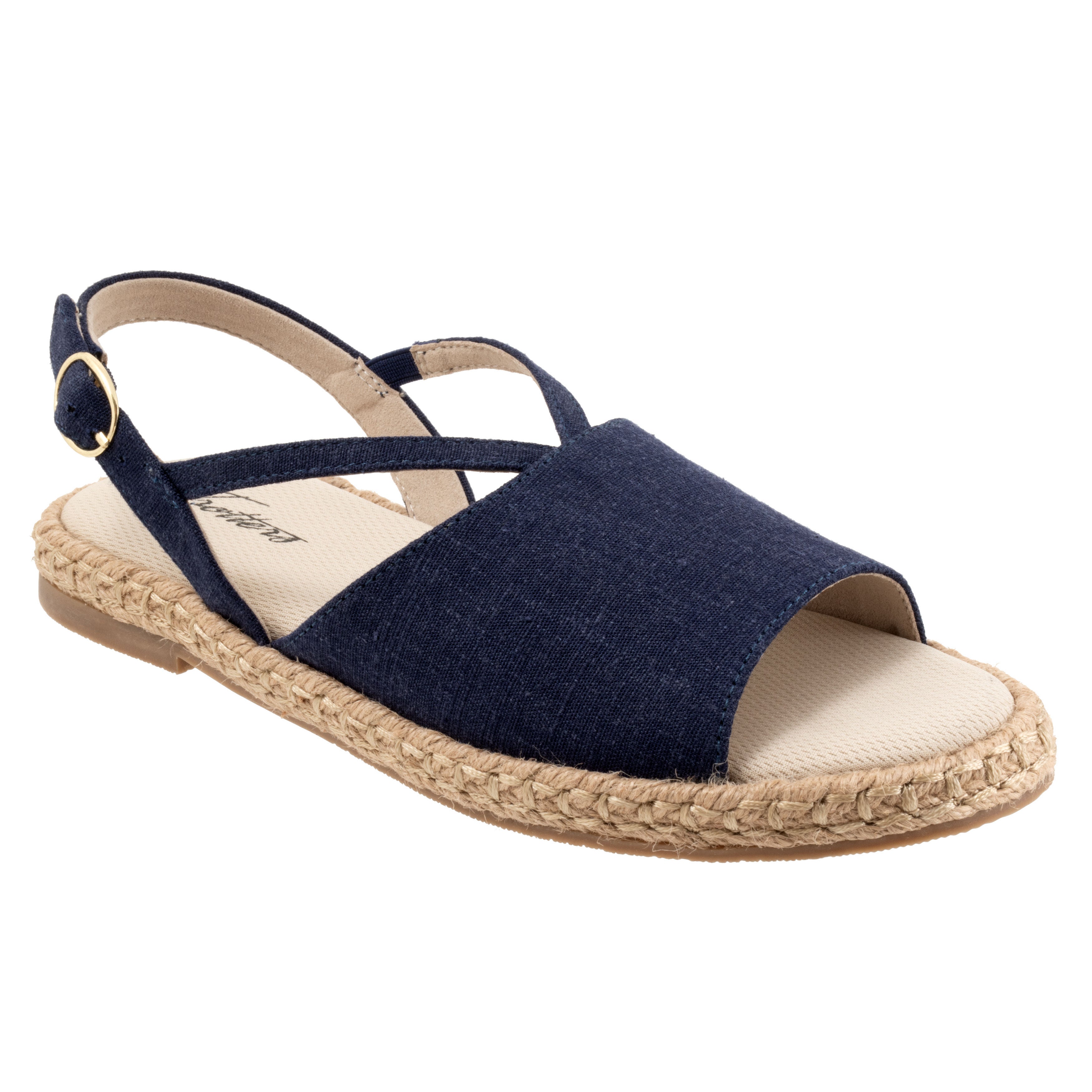 Extra Wide Width Women's Pepper Sandal by Trotters in Navy Textile (Size 12 WW)