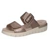 Pantolette CAPRICE, Damen, Gr. 39, grau (taupe metallic), Leder, Basic, Schuhe, Keilabsatz, Sommerschuh in Komfortweite H (= sehr weit)