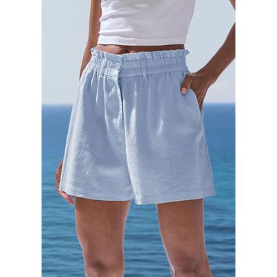 Shorts BUFFALO, Damen, Gr. 40, N-Gr, blau, Web, Obermaterial: 55% Leinen, 45% Viskose, unifarben, modisch, figurumspielend kurz, Hosen, mit Leinenanteil, luftige kurze Hose mit Taschen, Sommer Shorts Image