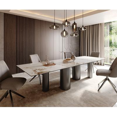DELIFE Esstisch Edge 300x100 Keramik Minas Melange Weiß-Beige Pilier Edelstahl Graphit, Esstische Image
