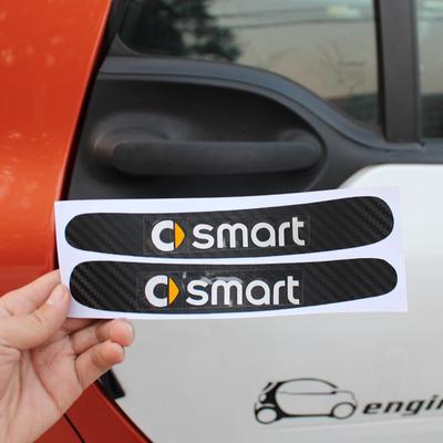 TEMU 2pcs Carbon Fiber Door Handle Protectors For Smart 453 - Stylish Pvc Car Decal With Logo, Scratch Protection, Glossy Finish Image