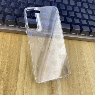 TEMU Laser Flash Rainbow Heart Pattern Girls Mobile Phone Protective Case Hd Transparent Shockproof Tpu Material Suitable For Galaxy S24 S24plus S24ultra S23 S23plus S23ultra S22 S22plus S22ultra Image