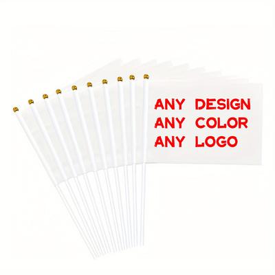 TEMU Custom Hand Flags: 5.5x8.3in 14x21cm Outdoor Party Decorations With Plastic Flagpoles - , Festivals, And Celebrations Image