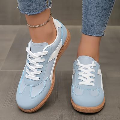 TEMU Women's Casual Athletic Sneakers - Light Blue, Lace-up, Synthetic Upper, Mesh , Tpr Sole, Shoes, Athletic Shoes|casual Athletic Shoes|laceup Sneakers Image