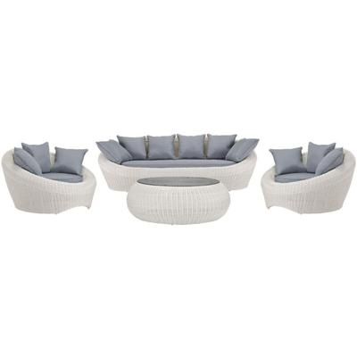 Vente-unique - Garten-Sitzgruppe Polyrattan: Sofa, 2 Sessel + Tisch - Elfenbeinweiß - whiteheaven Image