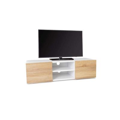 Idmarket - TV-Möbel 113 cm eli weiß Türen in Buchenholzoptik Image