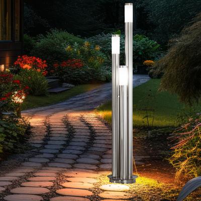 Wegeleuchten Außen Edelstahl led Stehleuchte Außen groß, Gartenleuchte 170 cm 3 silberne Säulen,3x Image