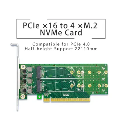 PCIE X16 bis 4-Port m.2 NVME SSD Adapter- Low Profile Image