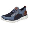 Slip-On Sneaker RIEKER, Herren, Gr. 47, blau (blau, braun), Lederimitat, Textil, sportlich, Schuhe, Schlupfschuh, Slipper, Freizeitschuh, Gummizug und helle Laufsohle