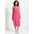 Sommerkleid LASCANA, Damen, Gr. 44, N-Gr, pink, Web, Obermaterial: 58% Viskose, 28% Baumwolle, 14% Leinen, unifarben, modisch, figurumspielend Midi, V-Ausschnitt, ohne Ärmel, Kleider, aus Leinenmix mit Baumwolle, Midikleid, Strandkleid