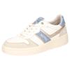 Sneaker MUSTANG SHOES, Damen, Gr. 40, sanftes weiß, jeansblau, beige, Lederimitat, kontrastfarbene Details, casual, Schuhe, Retro Sneaker, Schnürschuh in schöner Farbkombination