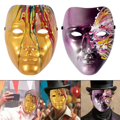 Bunte Gesicht Phantom Farbe Maskerade Maske Fließende Kugel Männer Kostüm Halloween Party Kunststoff Image