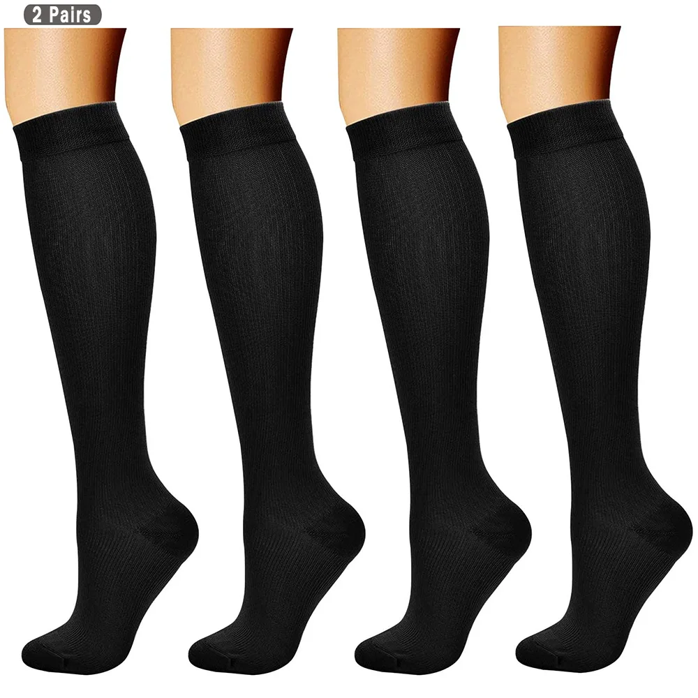 2 Paar Kompression strümpfe für Frauen und Männer Zirkulation 15-20 mmhg Unterstützung für sportliches Laufen Radfahren Fitness studio Reises port Training Image