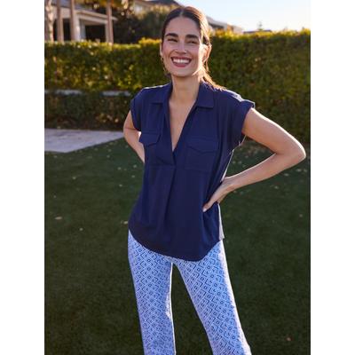J.McLaughlin Women's Luca Shirt Navy, Size XS | Cotton/Spandex
