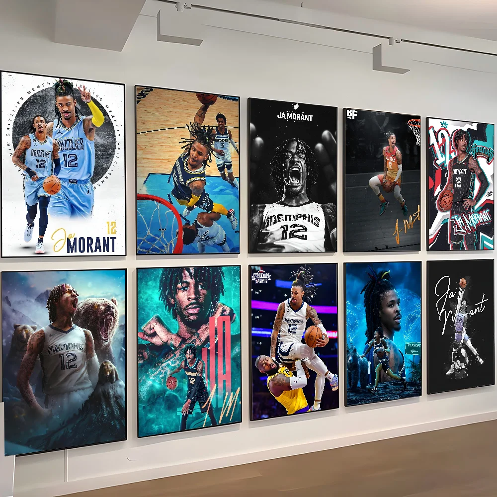 1pc JA MORANT Poster Selbstklebende Kunst Wasserdichte Papier Aufkleber Kaffee Haus Bar Zimmer Wand Dekor Image