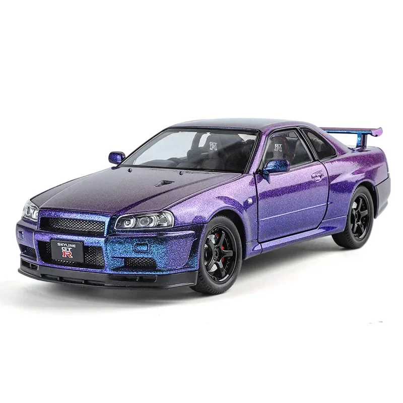1:24 Nissan Skyline GTR R34 Sportwagen Legierung Druckguss Auto Modell Computer Desktop Ornament Sammeln Hobbys Geschenke Freund