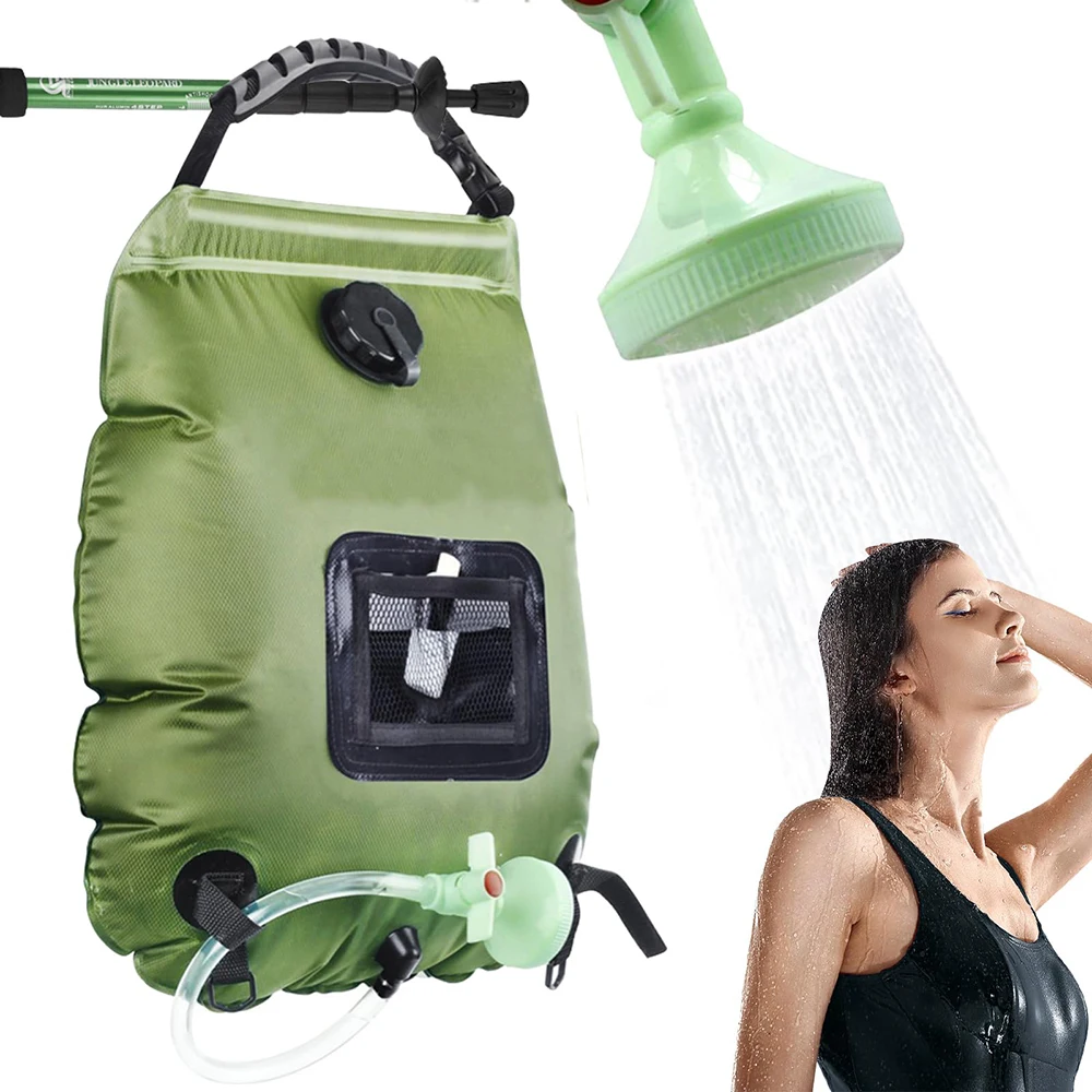 1 stücke 20 Liter Tragbare Solar Beheizte Camping Dusche Tasche Mit Abnehmbarem Schlauch Schalter Dusche Kopf Geeignet Für Camping Ausflüge