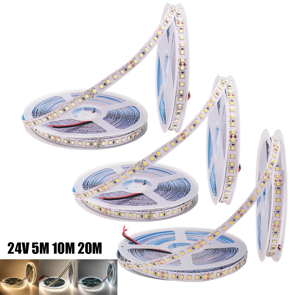 5 m, 10 m, 20 m, 24 V, LED-Streifen, 2835, 120 LEDs/m, flexibles Klebeband, selbstklebendes LED-Lichtschlauch, 3000 K, 4000 K, 6000 K, für Heimdekoration