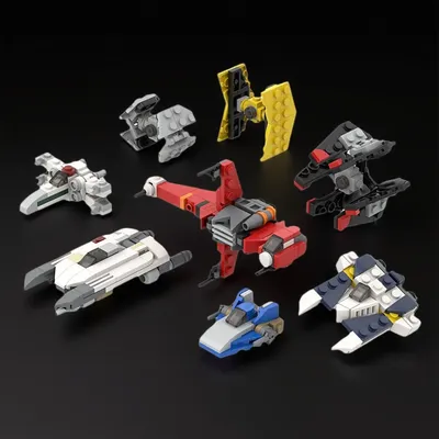 MOC Space War Series Micro Rebel Starfighter Bausteine 8-in-1 Mini Combat Luftschiff Modell Kinder Image
