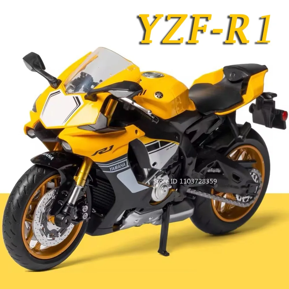 Maßstab 1:12 YZF-R1 R1M Modell Motorrad Spielzeug Legierung Diecast Miniatur Motorräder Stoßdämpfung Vorderrad Lenkung Jungen Geschenke Image