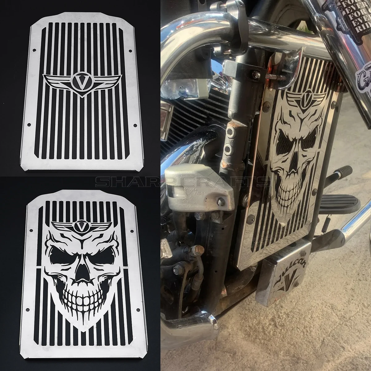 Für kawasaki vulcan 2006 vn900 classic lt custom 2006-2019 Motorrad teile Stahl kühler abdeckung Lünette Kühlergrill schutz Image