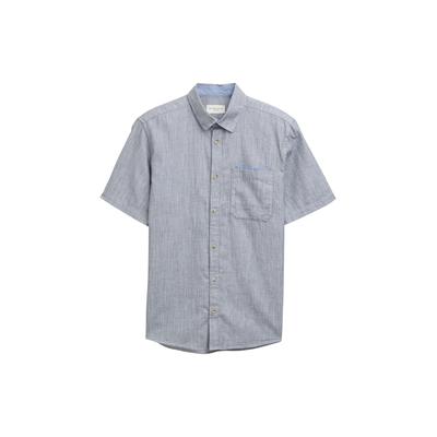 TOM TAILOR Herren Regular Fit Kurzarmhemd aus Baumwolle, blau, Meliert, Gr. L Image