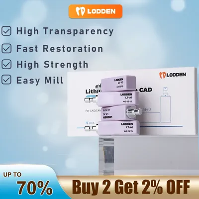 4PCS Lodden Lithium Disilicate Block Dental Glass Ceramic Block Cubes 40*15*15 LT/HT/MT for Dental lab CAD CAM System