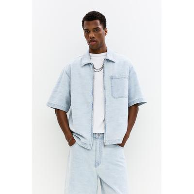 Short Sleeve Jacquard Denim Shirt