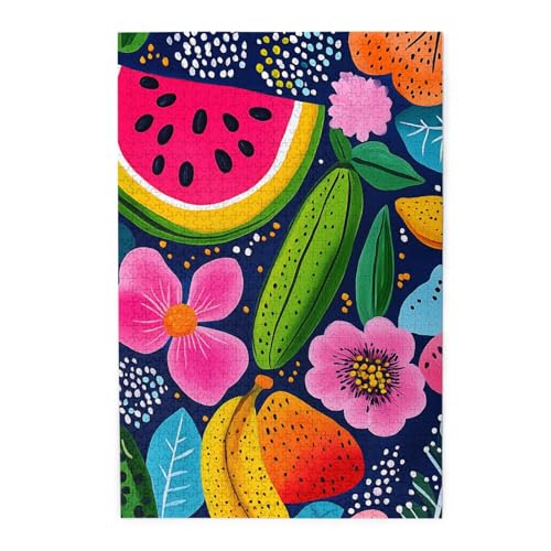 Cafemira 1000 Pcs Adult Wooden Vibrant Fruit Jigsaw Puzzle,Deep Relaxation For Yourself,Every Piece Is Unique,Pleasure Both Body And Mind,Relieve Stress And Enjoy The Fun Of Solving Puzzles,