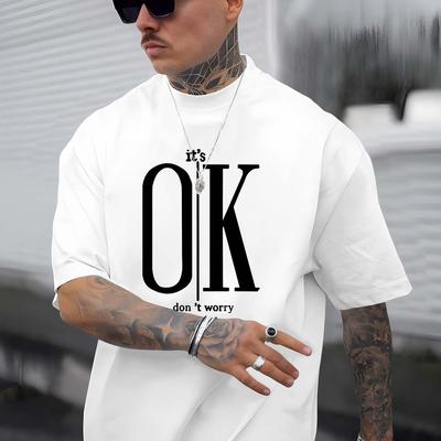 TEMU Men's Casual Crew Neck Graphic T-shirt With Exquisite Letter Print, Trendy Short Sleeve Top For Summer Image