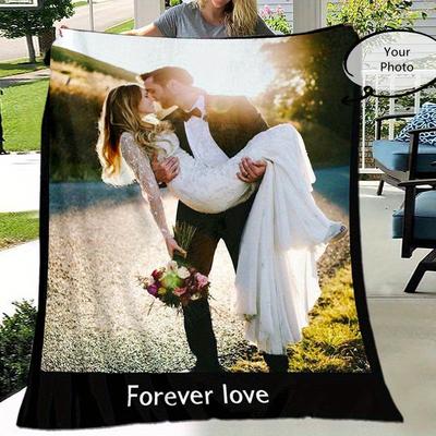 TEMU 1pc Custom Your Photo Blanket, Personalized Picture Pattern Blanket, Outdoor Travel Leisure 4 Seasons Nap Blanket Image