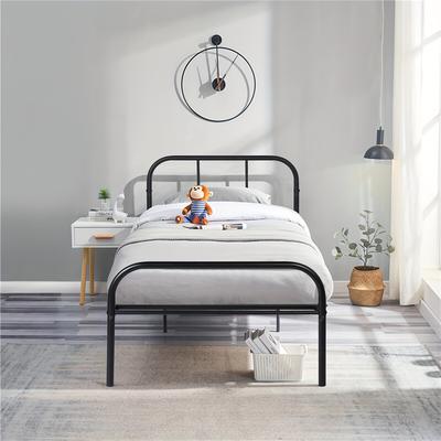 TEMU Twin Bed Frame, Metal Single Bed Frame With Sturdy Headboard And For , Bedroom Bed, Large Storage Space, 90 X 190cm, Black Image