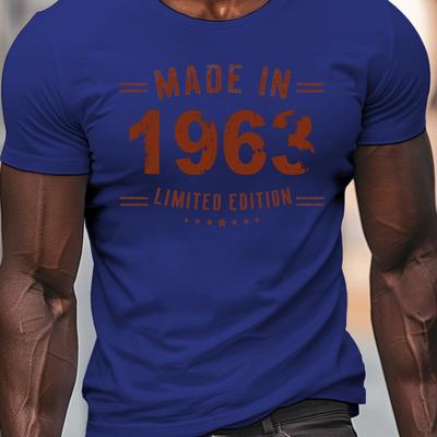 TEMU Men's 1963 Vintage Print T-shirt - Casual Crew Neck, Short Sleeve, Lightweight & Comfy For Summer Image