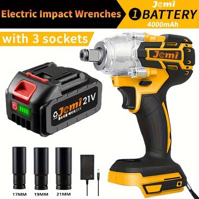 TEMU Jemi Tool 3-in-1 Rechargeable Electric Impact Wrench With Brushless Motor, 21v , 4000rpm Gearbox, Type-c Charging, Lithium Battery, For Home Improvement & Automotive Us Image