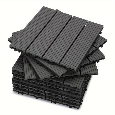 TEMU Wpc Patio Tiles Covers 1-5 M2 Click Tiles 2 Colors : /brown 30x30cm Per Tile Floor Tiles Made Of Wpc Decoration For Garden Waterproof Wood-look Patio Uv Resistant Image