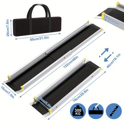 TEMU 2pcs Telescopic Wheelchair Ramp Telescopic Ramp Ramp Door Ramp Aluminum Image
