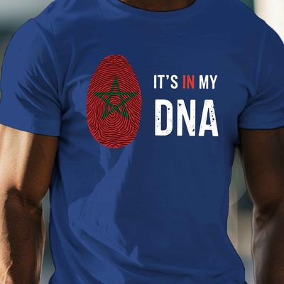 TEMU Country It Morocco Print, Men's Round Crew Neck Short Sleeve Tee, Casual T-shirtcasual Comfy Lightweight Top For Summer Image