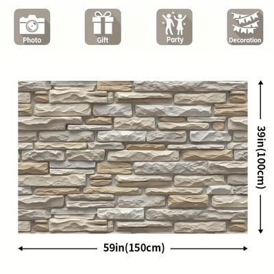 TEMU 1pc Marble Pattern Photography Backdrop - 100% Polyester, Beige & Gray Wall Design, Versatile Party Decoration For Aesthetic Room Decor, No Electricity Needed, Room Decor Aesthetic Image