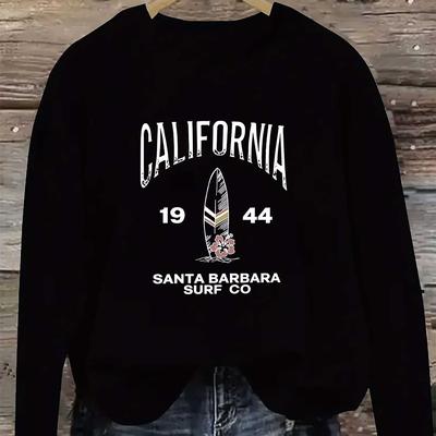 TEMU Chic 1944 Letter Neck Sweatshirt - Casual Polyester Pullover For Women, Machine Washable Image