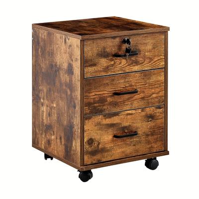 TEMU Clipop Mobile Filing Cabinet, Office Cabinet On Wheels, Lockable With 3 Drawers, Under-desk Cabinet For A4 Papers And Folders Image