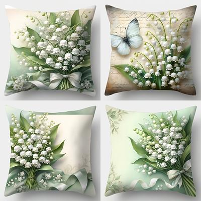 TEMU 4pcs Set, Home Sofa Pillowcase, Pillowcase, 17.7 Inches * 17.7 Inches, Single Side Print, Home Decoration, Sofa Waist Cushion Cover, Pillowcase Without Pillow Image