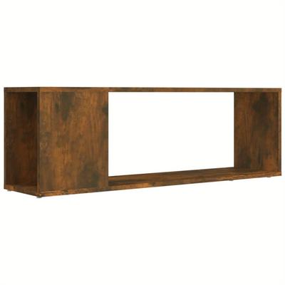TEMU Smoked Oak Wood Tv Stand With Storage - 100x24x32cm Rustic Entertainment Center For Living Room Or Bedroom, Media Table With Shelves And Cabinets, Tv Stands For Living Room Image
