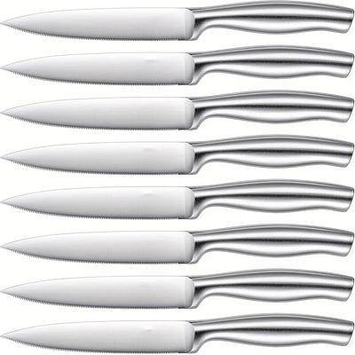 TEMU Steak Knives Steel Steak Knives Set Of 8, Never Needs Sharpening Dinner Steak Knife Set 4.5 Inch Serrated Steak Knives Image