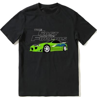 TEMU : Men' Cotton T-shirt - Fast & Graphic, Short Sleeve, Crew Neck, Casual Image