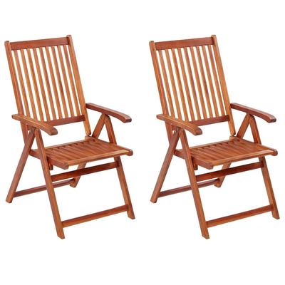 TEMU Garden Chairs 2 Pcs. Folding Acacia Solid Image