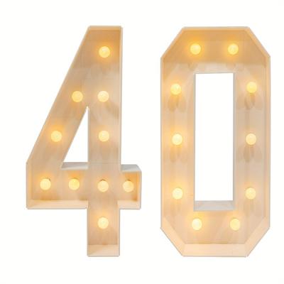 TEMU 2d Flat, 40 Light Up Numbers, 40th Birthday Party Decoration, Light Up Numbers For Birthday Decorations, For Birthday Parties, Anniversaries, And Other Celebration Activities. Image