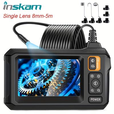 "TEMU 4.3" Ips Industrial Endoscope Camera, Hd1080p 8mm Single Lens, 2000mah Rechargeable Lithium, Pipe Inspection Camera For Car Automotive Repair" Image
