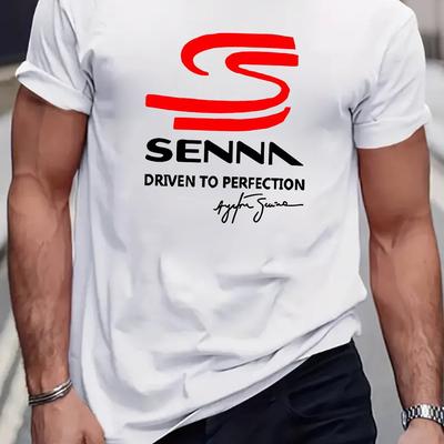 "TEMU Men's Slim Fit 100% Cotton T-shirt- Summer Tee With & "" Graphic Print, Black With Red/white Lettering, Casual Sports Style, Machine Washable" Image