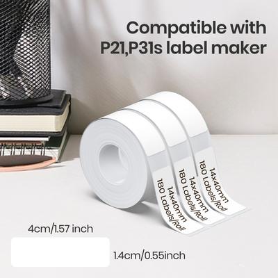 TEMU Nelko Original Label , 14x40mm (0.55 ‘x1.57') For P21, P31s Portable Thermal Printers, Replacement Tape For Home Office, 180 Labels/roll, White, Translucent, Yellow Image